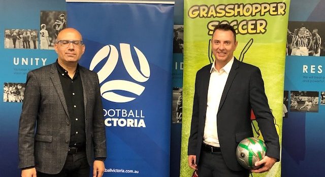 Grasshopper Soccer Franchisor Blake with Football Victoria CEO