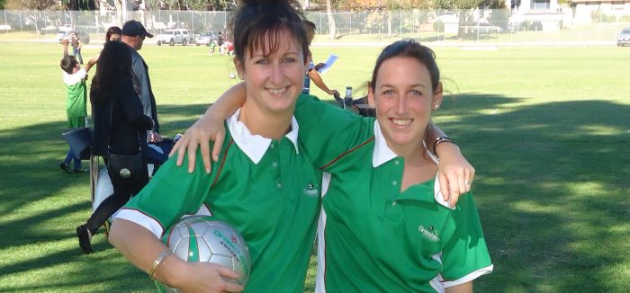 Annalie and Nicki from Grasshopper Soccer Christchurch